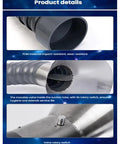 Close-up of the movably valve and PVC articulated dust hose of the Straight Up Reliable Fume Extraction Arm featuring 360 Degree rotatable articulated dust hose.