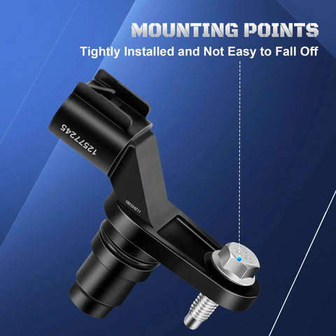 Two Camshaft Position Sensors Set For GM Rides Including Equinox Malibu Cobalt HHR Terrain Lacrosse Verano G5 G6 Solstice Saturn Ion Sky Vue 2131690 12577245 917720 Replacement Sensor black sensor close-up with mounting points