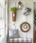 Farmhouse Plug In Wall Sconce Set Of 2 Oil Rubbed Bronze Industrial Gooseneck Lights With Polygon Cage in cozy hallway decor