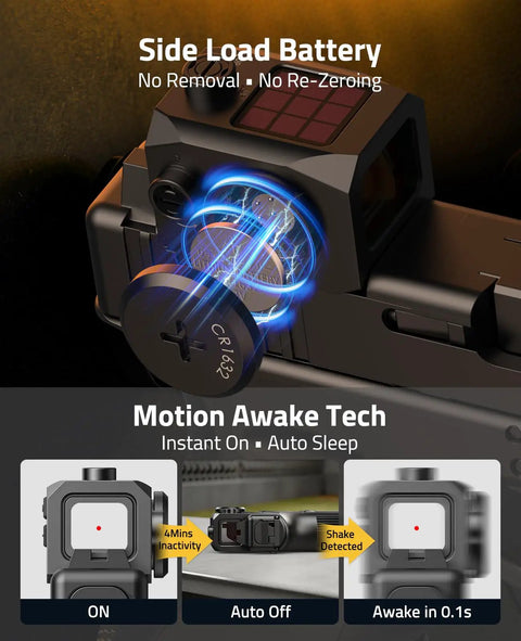 Solar Enclosed Red Dot Sight For ACRO Style Builds, 2 MOA Dot With 36 MOA Circle, Dual-Lens Enclosure Keeps Hellish Dust Out, Shock Resistant, Mud And Debris Guard, Quick Target Acquisition, All-Weather Precision on pistol mount