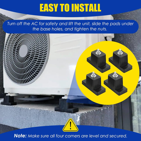 4 Pack Rubber Vibration Isolator Mounting Brackets For Outdoor Mini Split Air Conditioners installation diagram