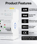 Dual Power Automatic Transfer Switch ATS 2P 63A 220V For Home Backup Power with PA6 housing, AUTO/MANU modes