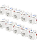 UL Listed 10 Pack Cat6 Keystone Jacks RJ45 Ethernet Modular Jacks White For Patch Panels And Wall Plates Mega Fast 10Gbps Networking Support 23
