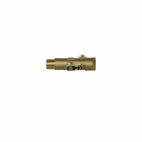 Side view of Pro Grade Timer Controlled Condensate Drain for Air Tanks with 115V power, heavy duty brass body and one half inch NPT.