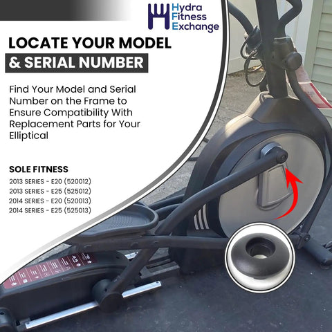 Outside Pedal Arm Bushing Replacement Part P270043 for Ellipticals Fits E20 and E25 Series Restores Smooth Motion Reduces Wobble Quiet Ride Direct Replacement Hardware Easy Install and Long Lasting Performance, shown on elliptical