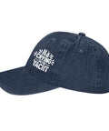 No Crying On The Yacht Funny Hat For Men Navy Blue Washed Distressed Baseball Cap For Camping Outdoor Activities And Boyfriend Gifts