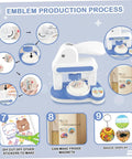 Make Awesome Button Maker Machine Kit Creates 55 Mm And 35 Mm Badges With Sturdy Metal Pressing Mechanism Includes Thirty Six Buttons Six Magnets Six Keychains Plus Cutter Scissors Portable Chill DIY Fun For The Squad At Home Or On The Road. blue and white badge press kit making fridge magnets and keychain badges
