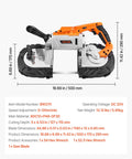 Cordless 20V Portable Band Saw With 5 Inch Deep Cut, Beefy 360W Brushless Motor, Adjustable Speed For Precise Metal And Wood Cutting
