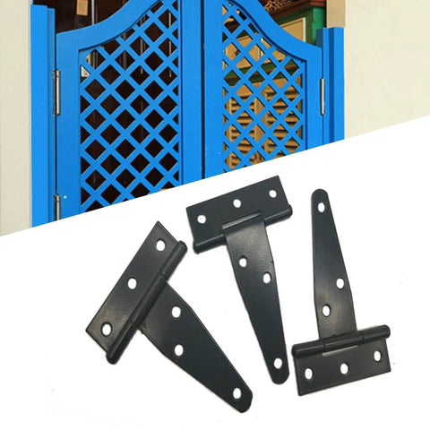Six Pack Galvanized T Hinges Slotted Triangular Door Hinges 7.9 Inch Heavy Duty Rustproof Iron Construction Replacement Cabinet Hardware