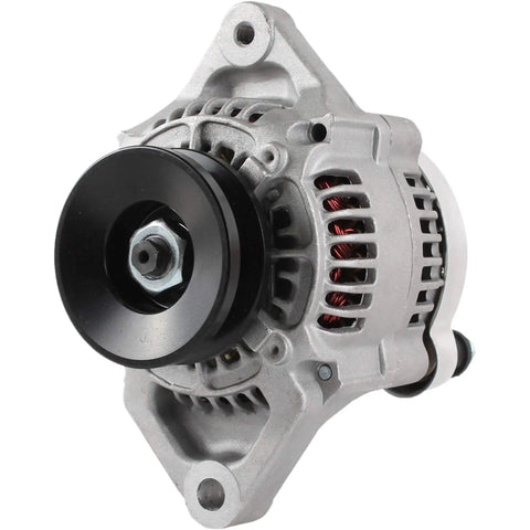 Road Ready 12 Volt 125 Amp Alternator For Kubota UTV With Internal Regulator And Integrated Cooling Fan, front view.