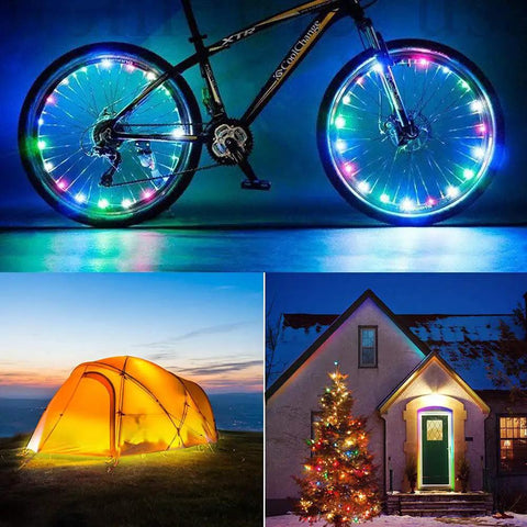 Battery Powered RGB LED Strip Lights 20Ft With 24 Key Remote Color Changing for bike wheels, tent, and house decor