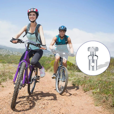 Cyclists biking with insert showing 20 Piece Universal Clutch, Brake, and Throttle Cable Ends Kit With One Eighth Inch Crimp Ends