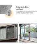 Top Shelf Stainless Steel Sliding Door Roller Featuring Adjustable Window Track Wheel For Dead Simple Installation And Dang Tough Performance On House Projects, close-up of pulley with wheel.