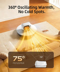 Two Speed Portable Space Heater With Adjustable Settings, 800W Desk Heater For Indoor Use, 360° oscillating heat on floor.