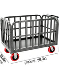 Beefy Heavy Duty Platform Cart And Dolly With Hand Truck Style 771 Lbs Load Capacity 39.3 In Long By 23.6 In Wide By 33.4 In High Reinforced Steel Frame And 6-Inch PU Brake Casters For Easy Warehouse Moving, black steel frame with red casters