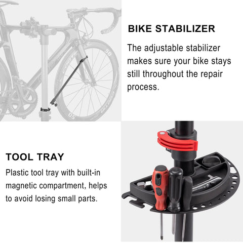 Bike Repair Stand For Home Shop And Mobile Mechanics Lifts Your Ebike Mountain And Road Bike For Quick Maintenance with stabilizer and tool tray