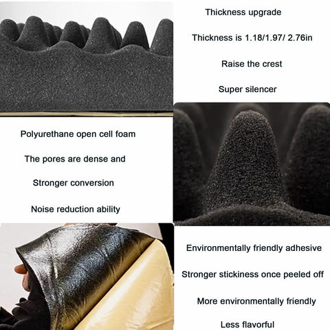 High Density Pyramid Acoustic Foam Panels With Peel And Stick Application For A Badass Home Studio Sound Treatment That Squashes Echoes And Smooths Your Audio Vibes Totally Stress Free, showcasing dense polyurethane foam texture.
