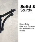 Heavy Duty Black Cast Iron Shelf Brackets Set Of Four, 5.5 X 1.2 X 5.5 Inches, Half Round Style
