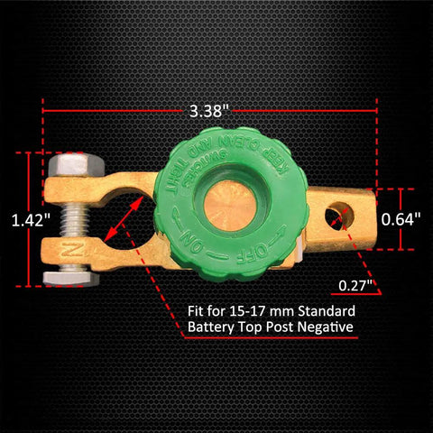 Top Post 12V Battery Disconnect Switch Kit For Cars, Quick Disconnect Cut Off With Easy Knob On Off, 125 Amp, Fits 15 To 17 mm Post