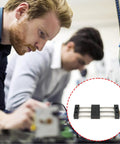Built Tough Aluminum Manual Sliding Table Actuator on workbench with professionals for precision industrial tasks.