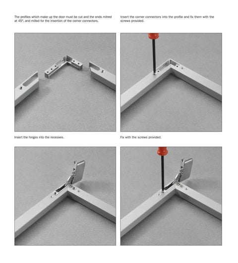 Adjustable Hydraulic Swing Aluminum Wardrobe Concealed Hinge assembly with screws, showing one piece cabinet door hardware.
