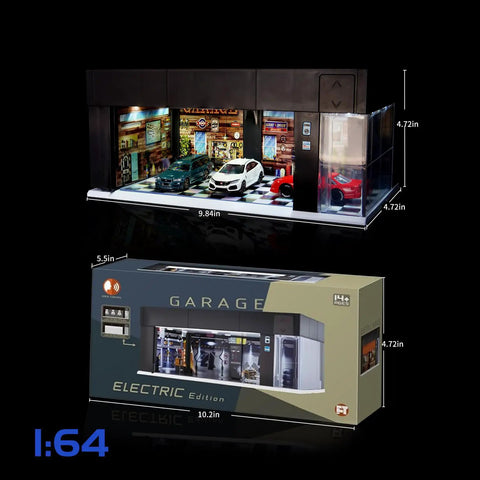 1/64 Scale Die Cast Car Display Case With LED Lights And Voice Control For 1:64 Mini Toy Cars Electric Garage Diorama Parking Lot