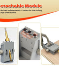 Pocket Hole Jig Kit With Vacuum Dust Collection, All Metal Pro Grade Build, showing detachable module on sheet panel