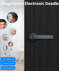Dope Smart Lock With Fingerprint And Bluetooth App For Home Security Password And Backup Keys Black Anti Corrosion Casing