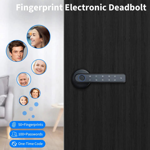 Dope Smart Lock With Fingerprint And Bluetooth App For Home Security Password And Backup Keys Black Anti Corrosion Casing