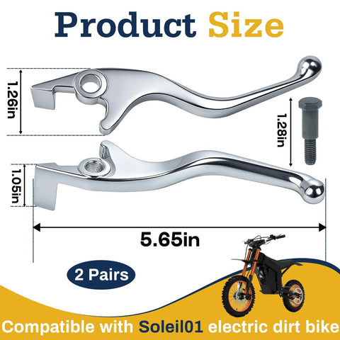 Two Pairs Left And Right Hand Brake Levers Replacement For Soleil01 Electric Dirt Bike with size dimensions