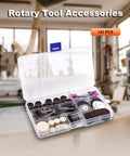141-Piece Rotary Tool Accessories Kit With 1/8-Inch Shank Universal Fitment displayed open in workshop