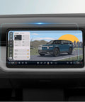 Top Shelf HD Tempered Glass Screen Protector For 2027 Rivian R2 15.6 Inch Center Console Touchscreen displaying vehicle settings