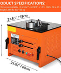 Dope 3000W Electric Hydraulic Rebar Bender Up To 1.3 Inch Heavy Duty Steel Rope Bending Machine Zero To One Eighty Degrees Angle Fast Foot Pedal Control dimensions 23.62 x 22.83 x 18.5 inches
