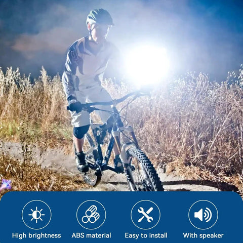 12W Ultra Bright Bike Front Light For Electric Bikes And Scooters With Fog Lights And Horn, Easy To Install, Fits 36V 48V 52V 60V Ebikes, Crazy Bright Night Riding LED Headlamp For Trails And Road