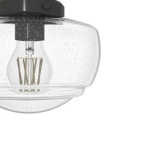 Saddle Creek 1 Light Noble Bronze Schoolhouse Flush Mount Ceiling Light Dimmable Fixture For Cozy Bedrooms Kitchens Foyers And Bathrooms With Seeded Glass Shading And Durable Steel Construction