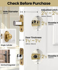 Antique Brass Door Knob With Deadbolt, Keyed Alike Exterior Lock Set diagram showing measurements and single cylinder design