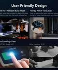 Halot X1 Combo Resin 3D Printer With 16K Mono LCD features user-friendly design with twist-to-release build plate and smart resin management.