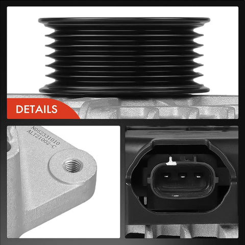 Close-up details of Premium Alternator For Kia Soul 2017 2019 And Hyundai Tucson 2016 2021 12V 150A With 6-Groove CW Rotation