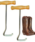 Wooden Handle Boot Hooks Boot Puller Set Durable Metal Shoe Hooks For Effortless Boot Pulling Ideal For Cowboy Boots And Riding Boots
