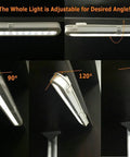 Lit Ultra Bright 20 LED Closet Light Set with adjustable angles, showing 90, 120, and 180-degree positions for better lighting.