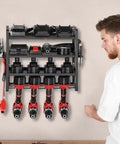 Power Tool Organizer Wall Mount Four Tier Storage Rack With Four Drill Holders And Screwdriver Holder in garage