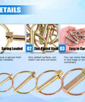 Heavy Duty Lynch Pin Assortment Kit With 30 Pcs, Spring Loaded Pins shown with rust resistant yellow zinc plated finish