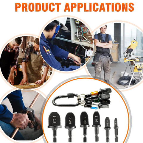 HVAC Copper Tube Expander Tool With Bit Holder For Air Conditioners, Beefy HSS Steel Construction, Six Pipe Sizes Including One Quarter, Three Eighths, One Half, Five Eighths Inches, Reusable Swedge Tool For Quick Copper Tube Reconditioning, 6 drill bits