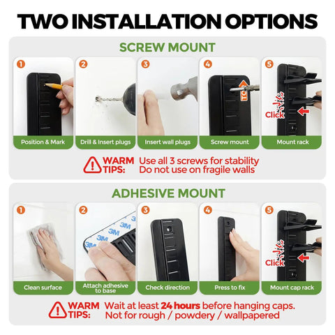 Solid Two Pack Wall Mount Hat Rack Organizer Holds Up To 36 Baseball Caps Smooth Sliding Clips Fit Snapbacks Beanies And Trucker Hats Game Changer Closet Setup You Straight Gonna Appreciate Daily