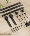 Three Foot Mini Barn Door Hardware Kit For Sliding Single Door In J Shape For Cabinets Wardrobe TV Stand Carbon Steel