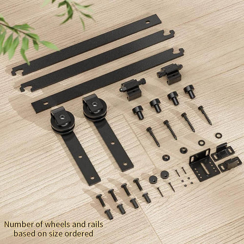 Three Foot Mini Barn Door Hardware Kit For Sliding Single Door In J Shape For Cabinets Wardrobe TV Stand Carbon Steel