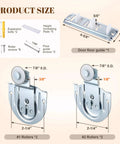 Six Piece Sliding Closet Door Hardware Kit With Front And Rear Rollers, Floor Rail, Heightening Washers, And Screws, zinc steel
