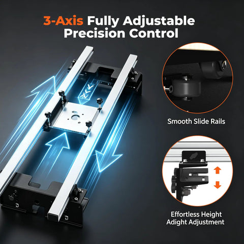 Heavy Duty Aluminum Router Sled For Slab Flattening 47 Inch 3 Axis Height Adjustable Wood Planing Jig With Precision Depth Features