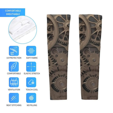 Steampunk Mechanical Gears Arm Sleeves Featuring Anti Slip Grip And Compression Support For Running Cycling And Gym Hustles.