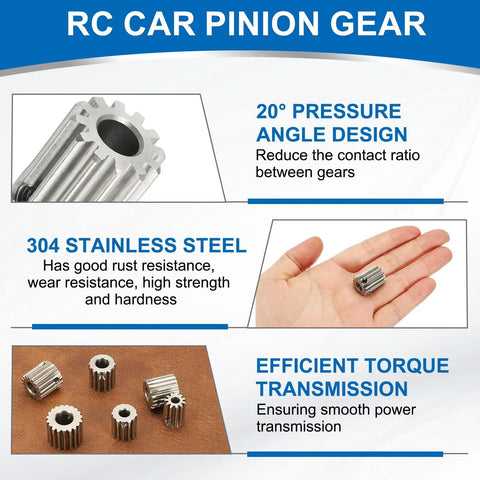 Mod 1 12T Spur Gear 5mm Bore Stainless Steel Pinion Gear 304 Stainless, 20 Degree Pressure Angle For RC Cars Trucks Spur Rack And DIY Motor Projects For Hobbyists on RC motor shaft